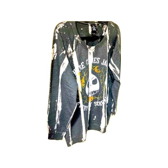 DISNEY/TORRIDJackSkellingtonNight before X-mas Black Spray Bleach Sweatshirt. - Picture 5 of 15